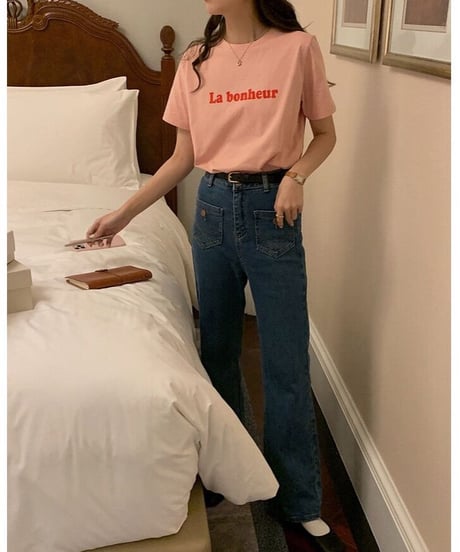 front pocket semi flare denim/2color