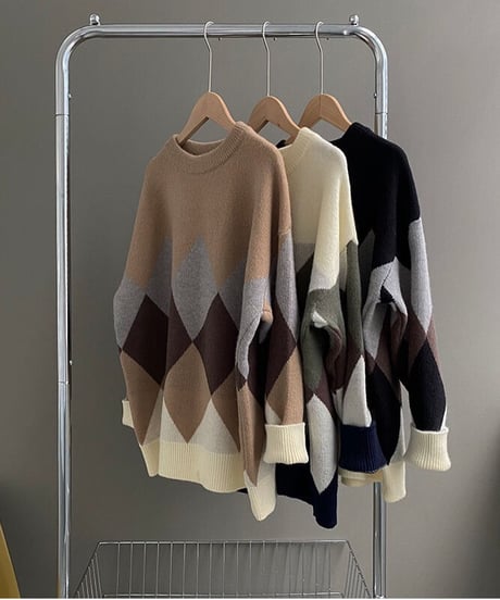 big diamond pattern knit/3color
