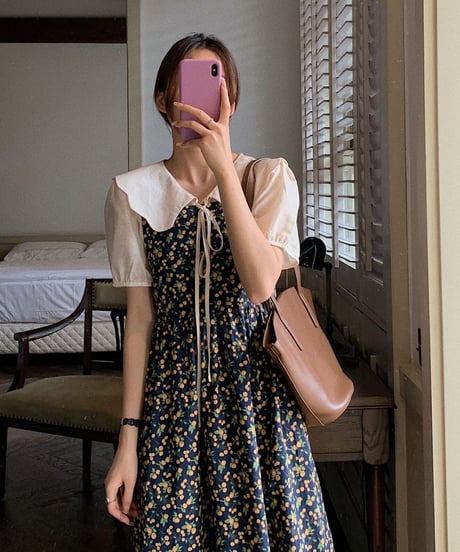 design collar ribbon blouse/3color