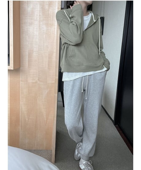 [OUTLET]waffle  half zip hoodie/3color