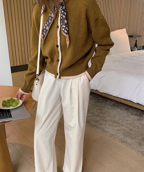 [OUTLET]scarf knit cardigan/3color