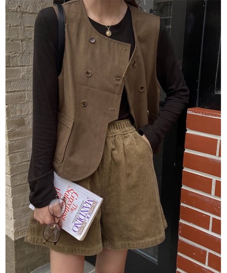 corduroy short pants/3color