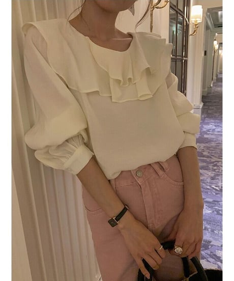 frill collar blouse/2color