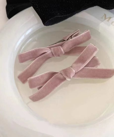 [OUTLET]velour mini ribbon clip set/2color(ネコポス)