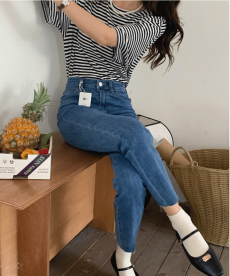 (meet me)cropped slim denim pants