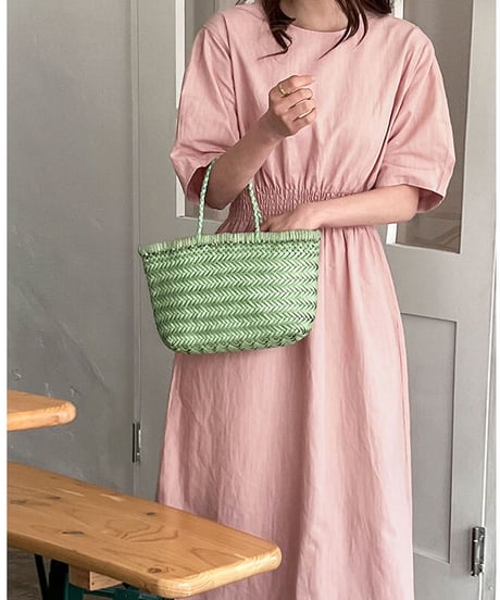 waist mark linen dress/3color