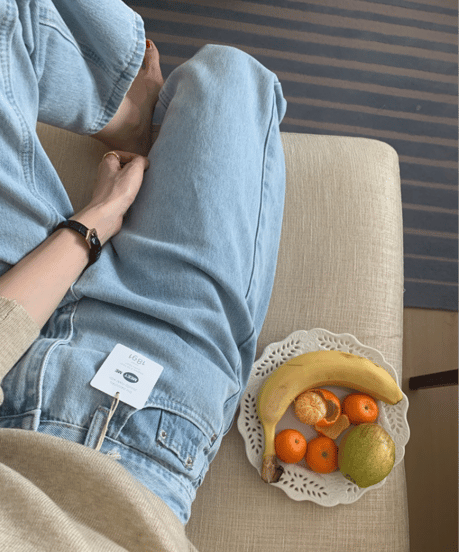 straight light denim pants