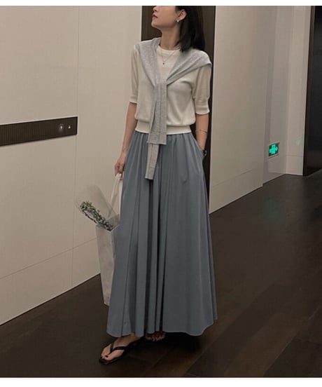 tuck flare maxi skirt/3color