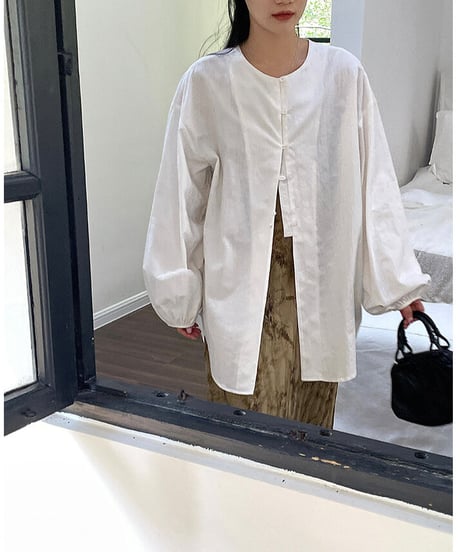 cotton linen long blouse/3color