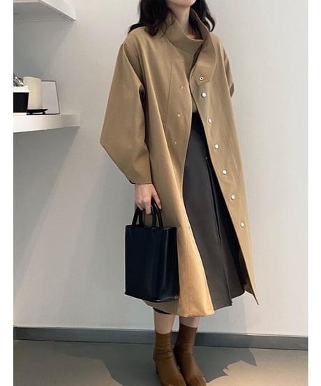 stand collar trench coat/2color