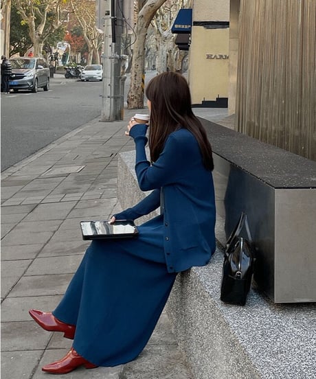 （Set up）semi flare long skirt/3color