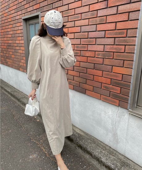 2way puff sleeve long dress/3color