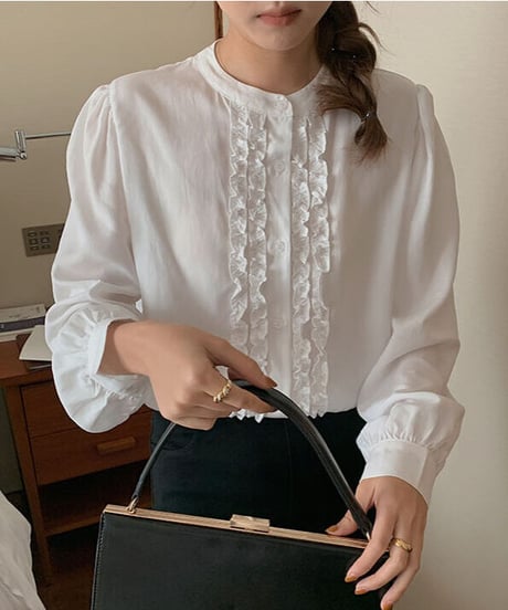 stand collar frill shirt