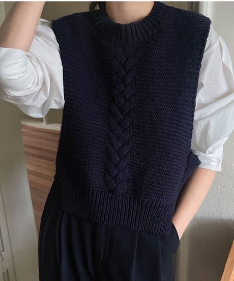 cable side open vest/3color