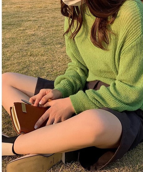 u neck sheer knit/5color