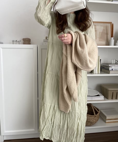 wrinkle chiffon one-piece/3color