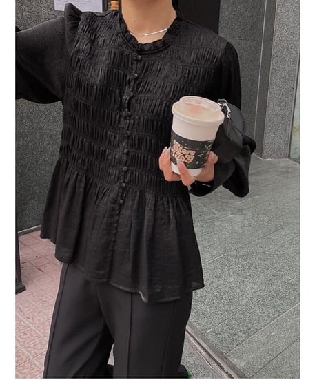 gather long cuffs blouse/3color