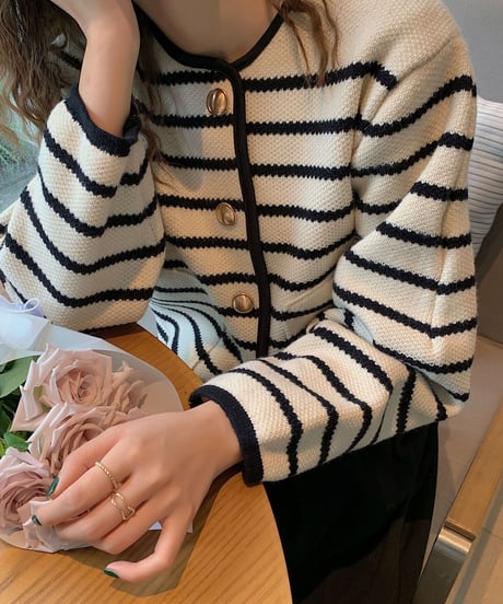 border piping knit jacket/2color