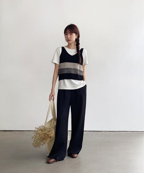 2way wrap layer slacks/2color