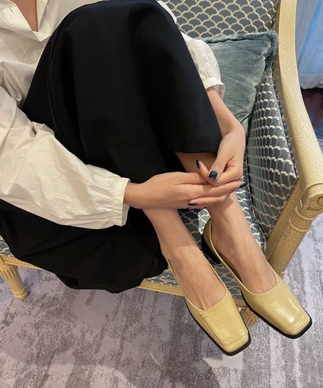 square toe chunky pumps/3color