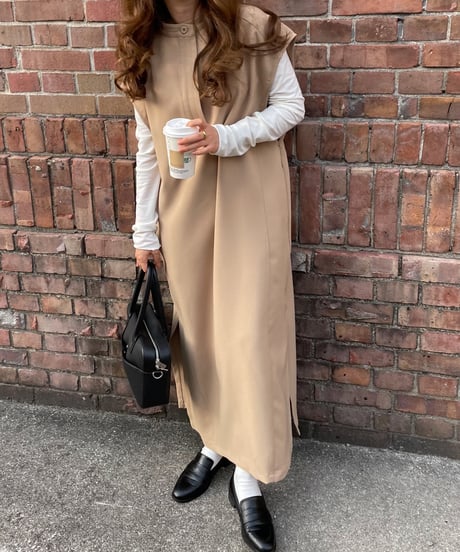 Key neck long dress/3color