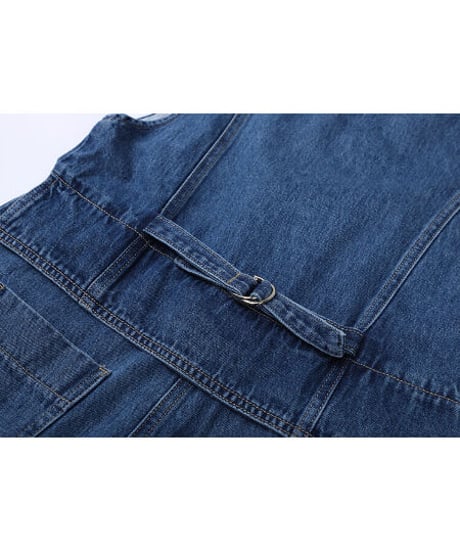 sleeveless denim jump suit/2color