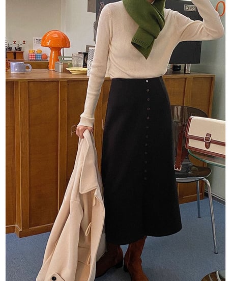 front button skirt/2color