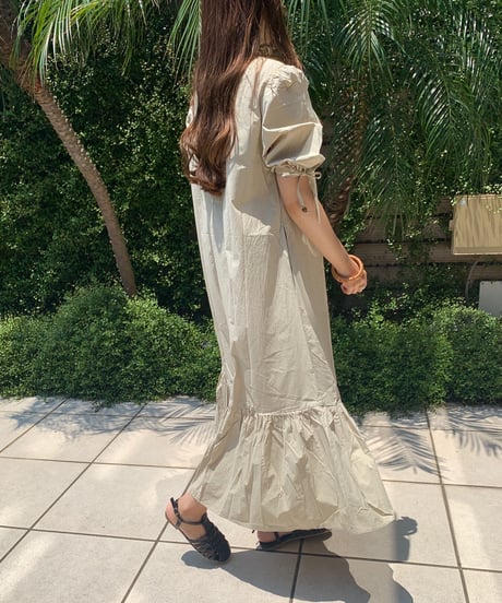 V neck long dress/3color