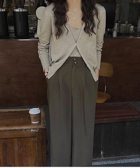 knit camisole & cardigan ensemble /4color