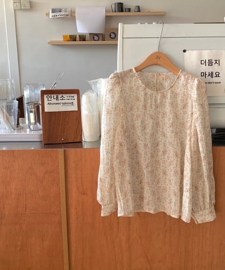 wrinkle flower blouse/2color(ネコポス)