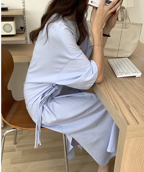 side ribbon T-shirt OP/2color