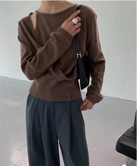 asymmetry design knit/2color