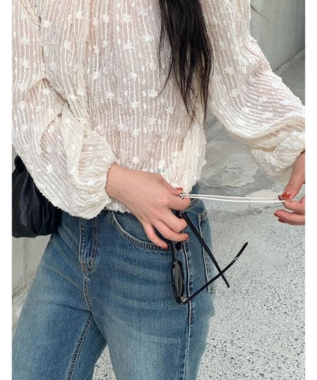 glossy lace blouse/2color
