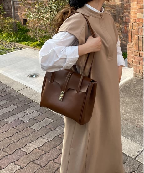 Key neck long dress/3color
