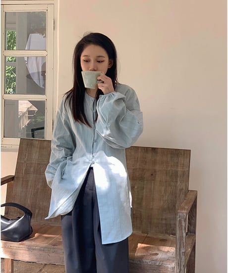 cotton linen long blouse/3color