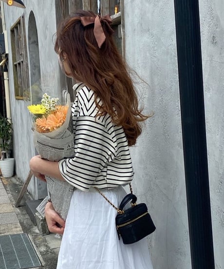 mock neck border T-shirt/2color(ネコポス)