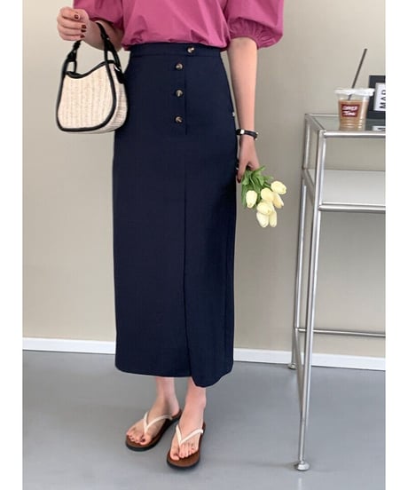 button pencil skirt/3color
