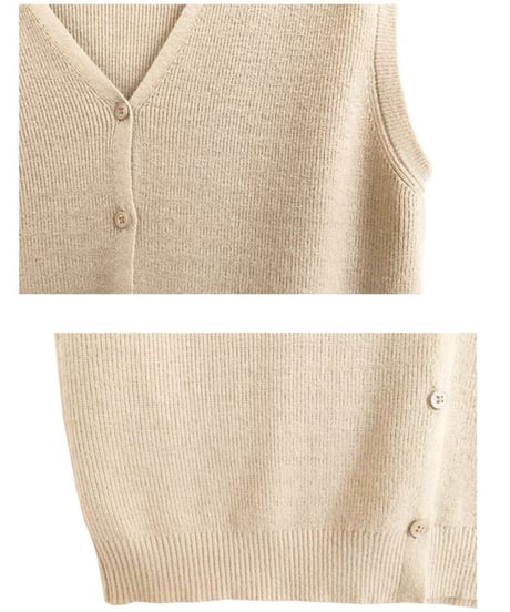 V neck button vest/2color
