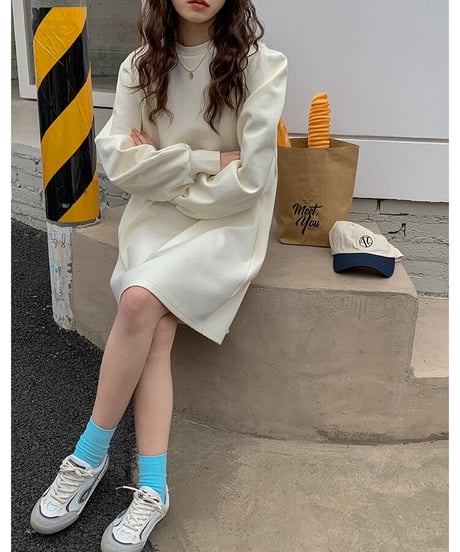 balloon sleeve middle one-piece/2color