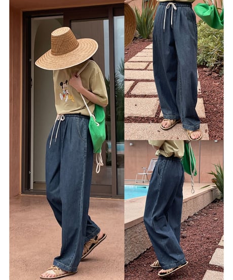 relax wide denim pants/2color