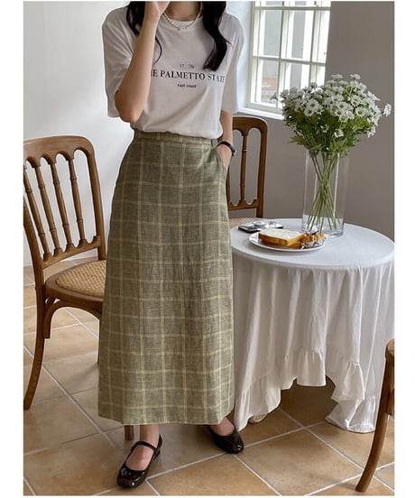 （linen 100%）linen check SET UP(下)/2color
