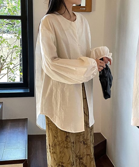cotton linen long blouse/3color