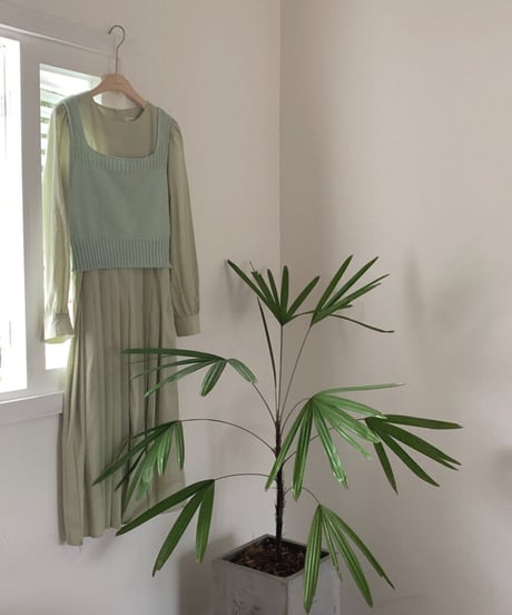 [OUTLET]pleats long dress/2color