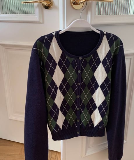 argyle short cardigan