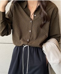 gingham check shirt/3color