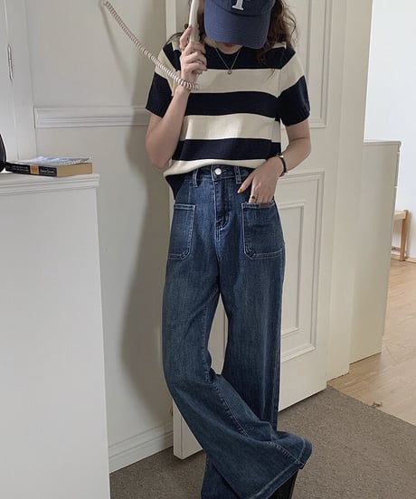 border knit tee/3color