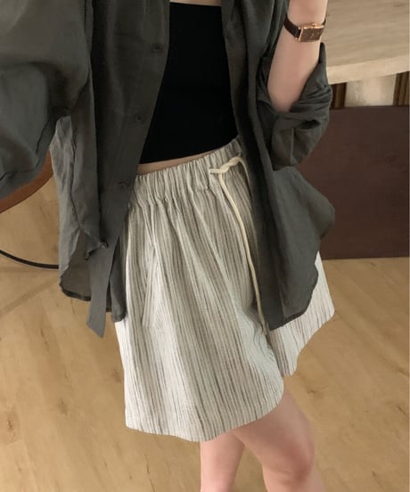 linen stripe short pants