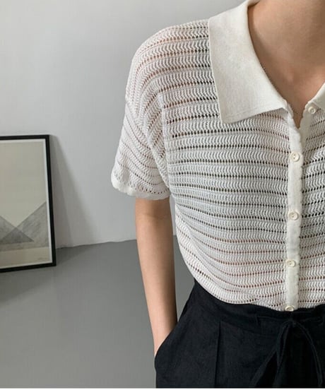 sheer border shirt/2color