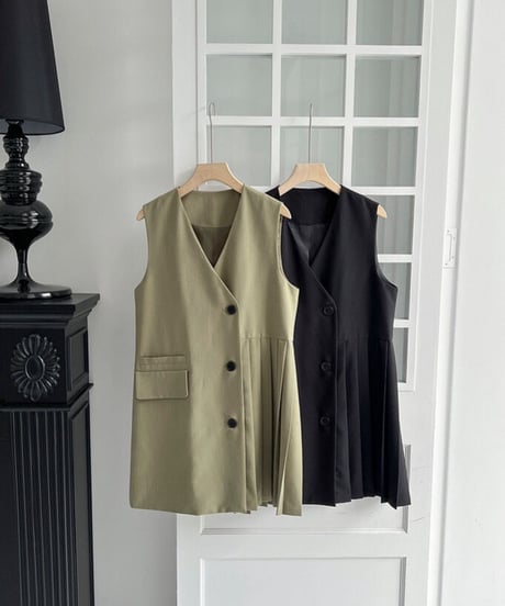 asymmetry vest one-piece/2color