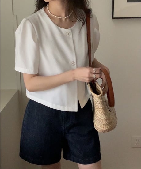 double button blouse(half sleeve)/3color(ネコポス)